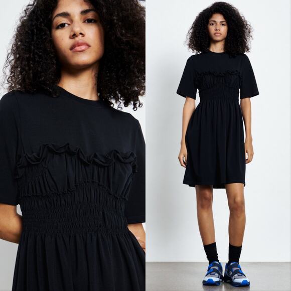 Cecilie Bahnsen Dresses & Skirts - Cecilie Bahnsen Valencia Smocked Casual Mini Dress Black